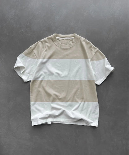 Unisex Bisiklet Yaka Parçalı T-Shirt - Siyah