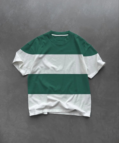 Unisex Bisiklet Yaka Parçalı T-Shirt - Siyah