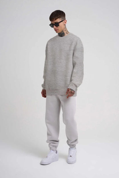 Unisex Biskilet Yaka Üç İplik SweatShirt - Siyah