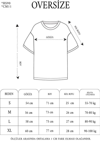 Unisex Dikişli Baskılı Oversize T-Shirt - Siyah