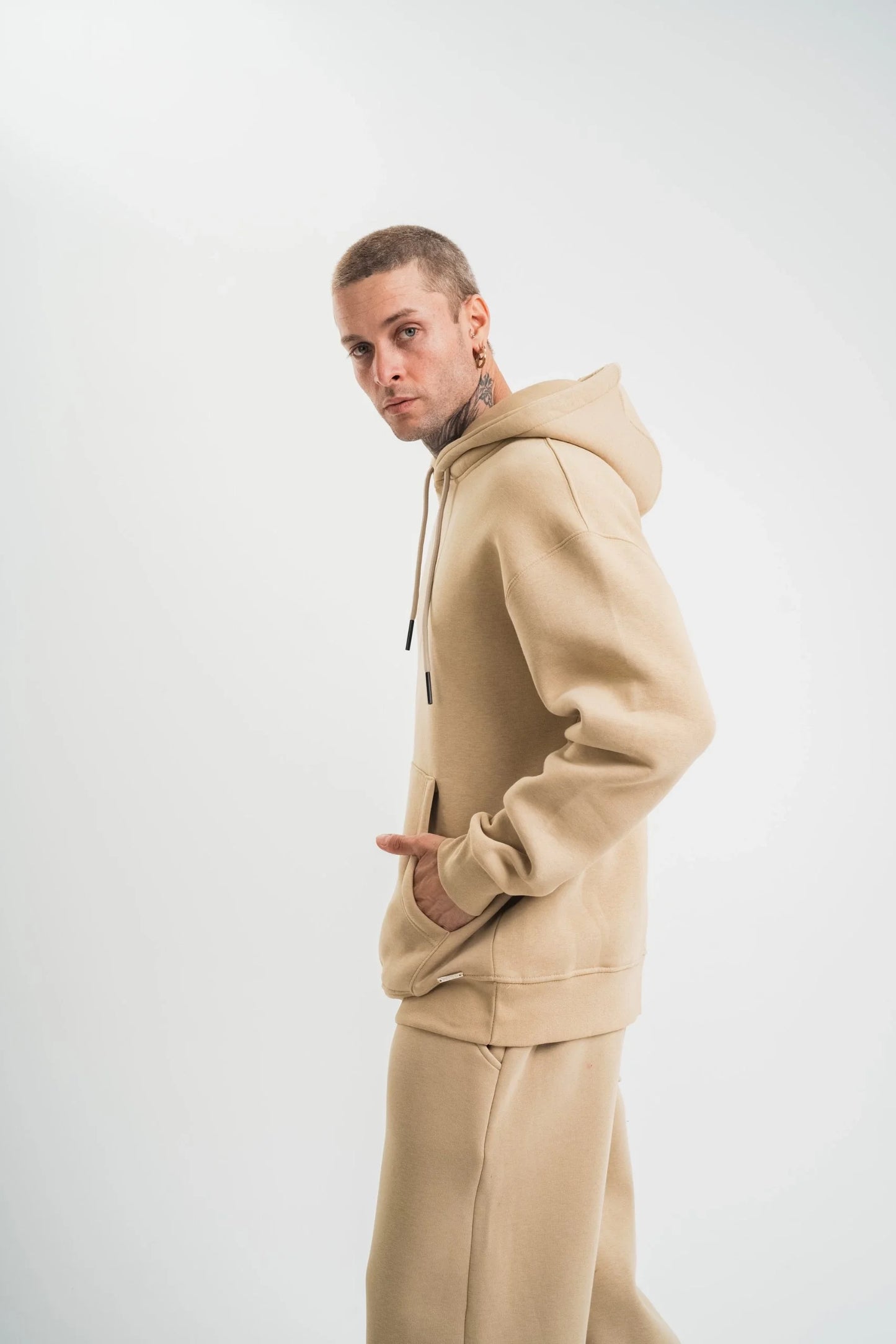 Unisex Double Oversize Kapşonlu Basic SweatShirt - Mavi