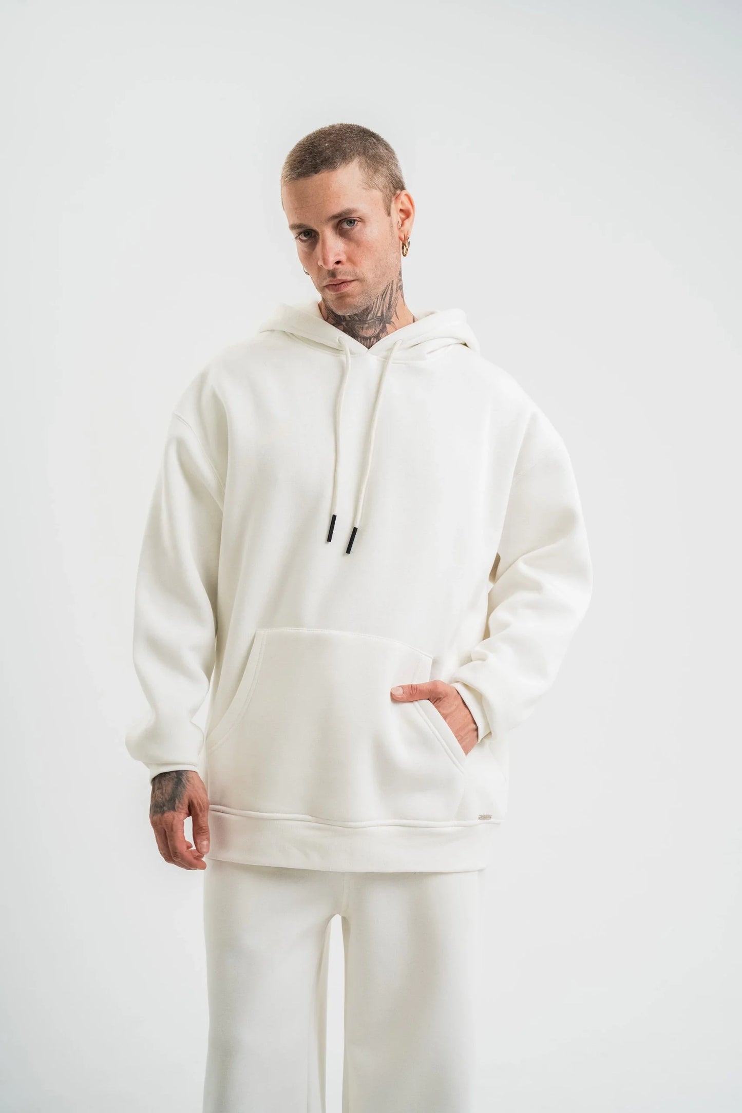 Unisex Double Oversize Kapşonlu Basic SweatShirt - Mavi