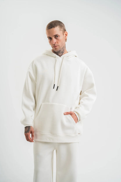 Unisex Double Oversize Kapşonlu Basic SweatShirt - Mavi