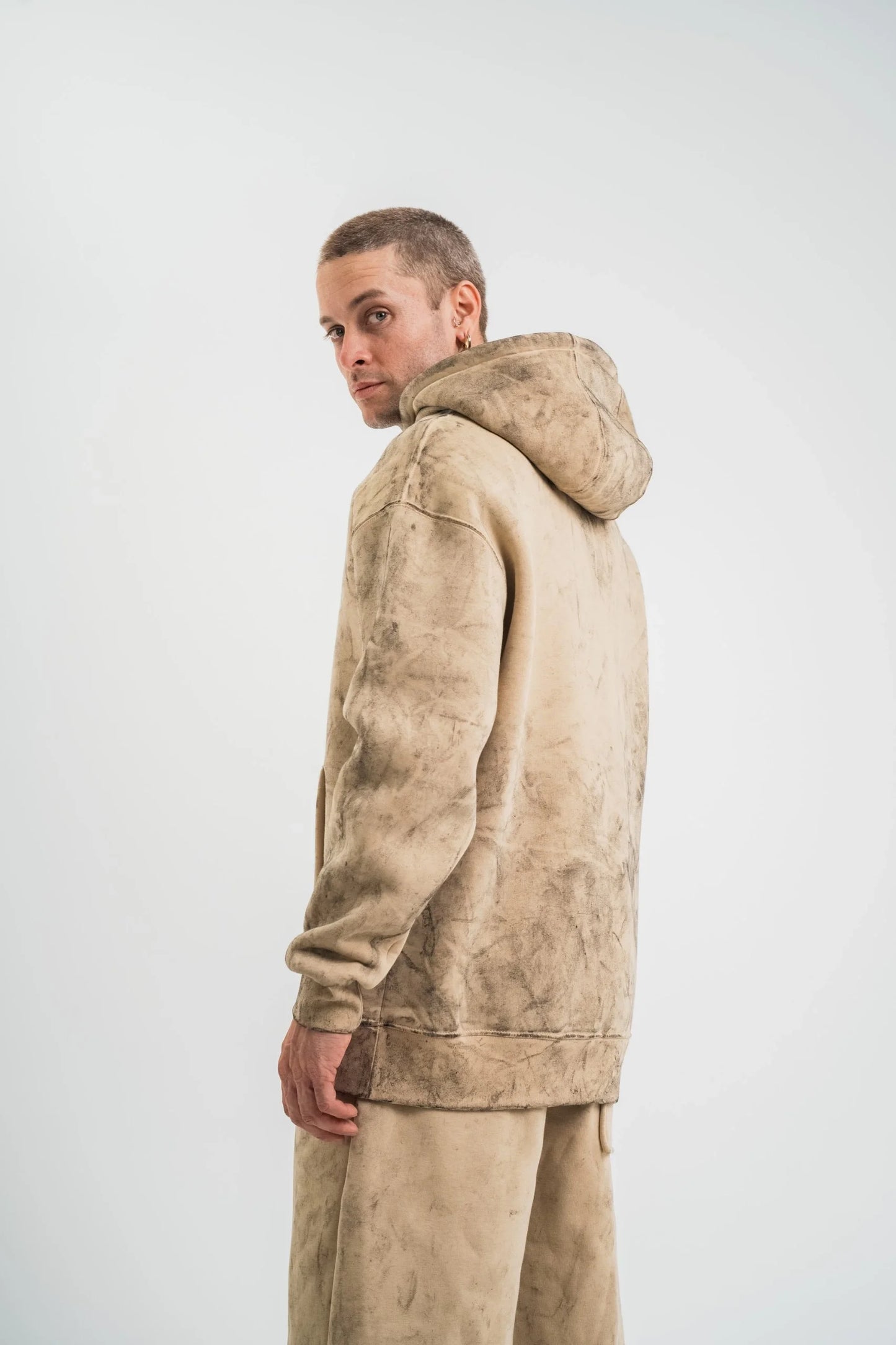 Unisex Double Oversize Kapşonlu Yıkamalı SweatShirt - Mavi