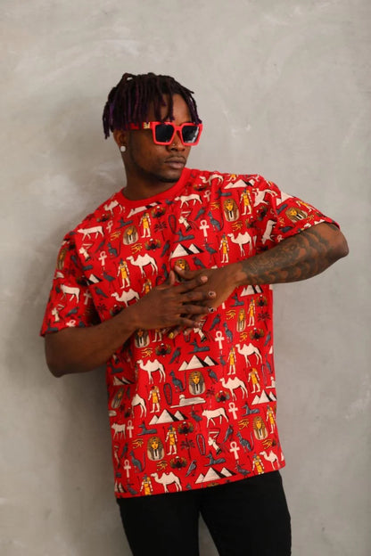 Unisex Oversize Baskılı Bisiklet Yaka T-Shirt - Beyaz