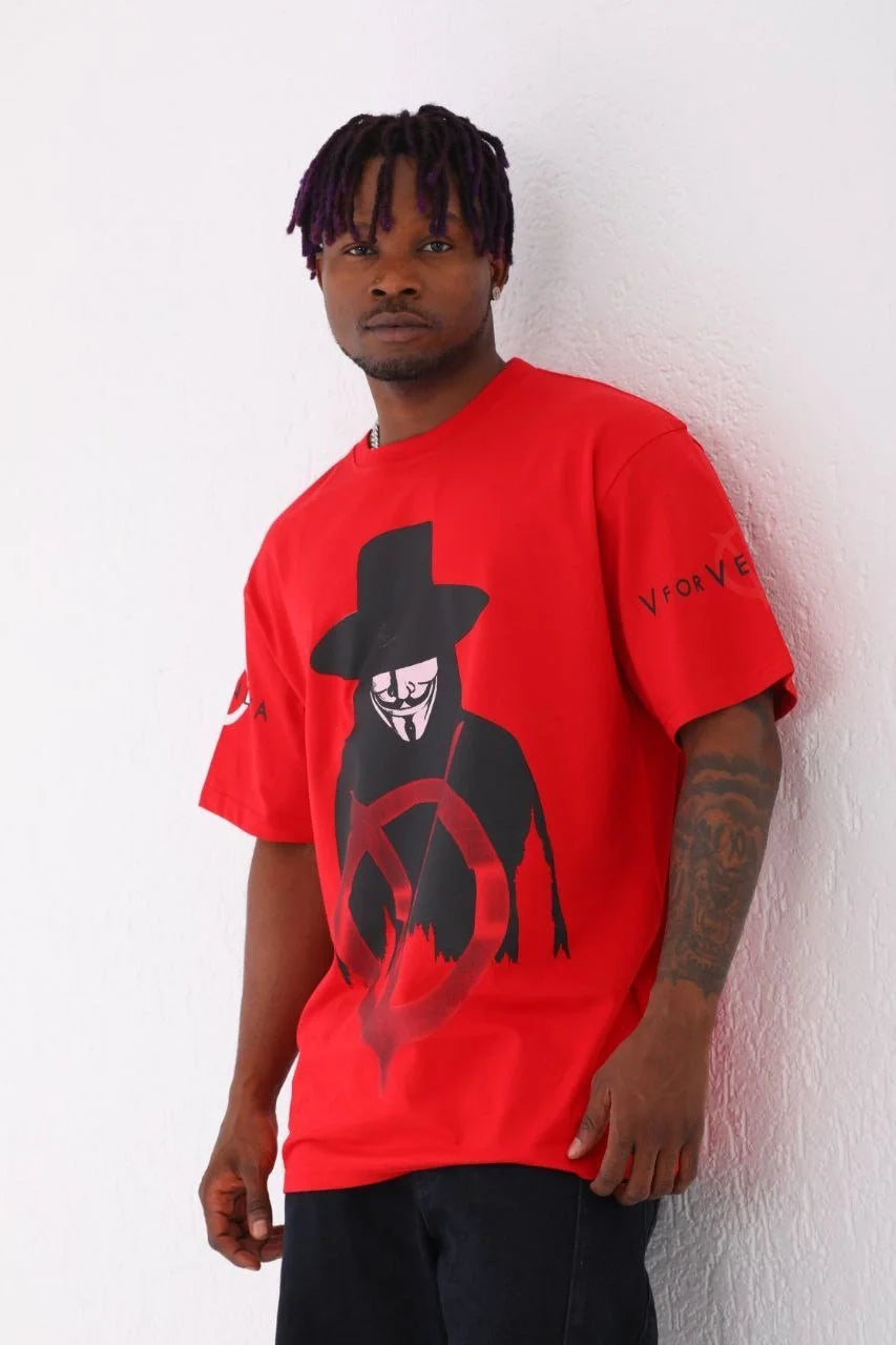 Unisex Oversize Baskılı Bisiklet Yaka T-Shirt - Gri