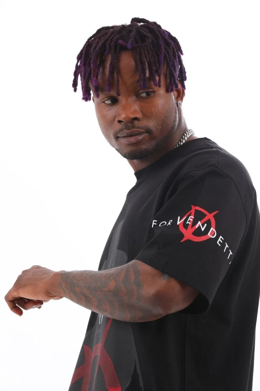 Unisex Oversize Baskılı Bisiklet Yaka T-Shirt - Gri