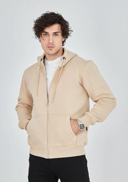 Unisex Tam Fermuarlı Kapşonlu  SweatShirt - Füme