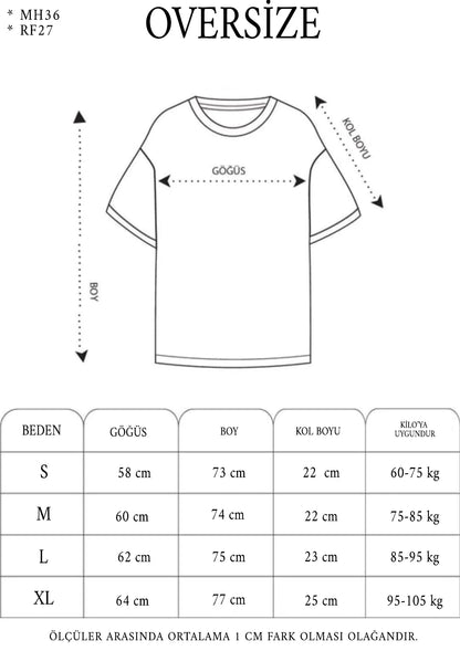 Unisex Yarım Fermuarlı Oversize Baskılı T-Shirt - Siyah