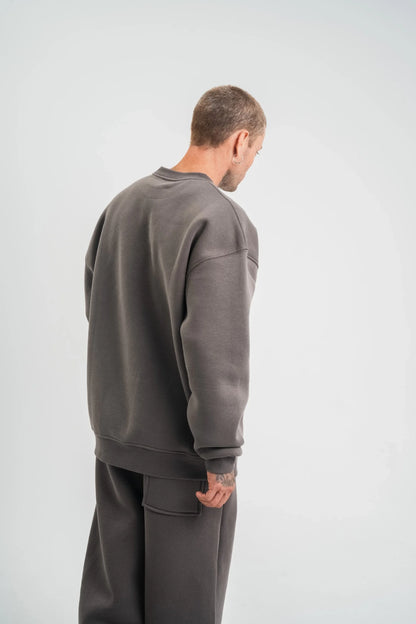 Uzun Kol Bisiklet Yaka Basic SweatShirt - Mavi