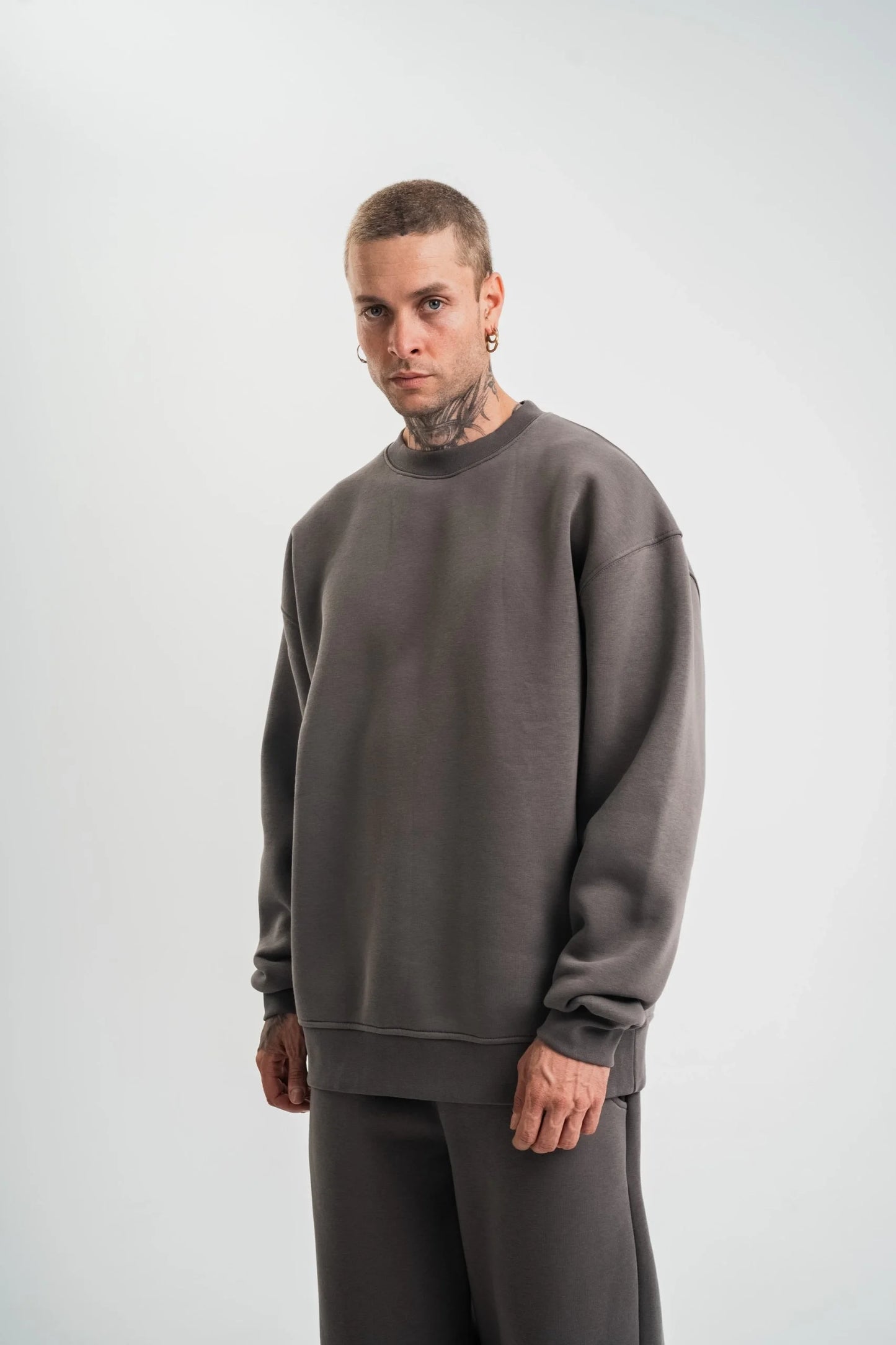 Uzun Kol Bisiklet Yaka Basic SweatShirt - Mavi