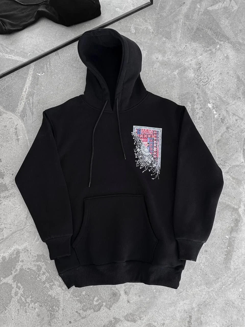 Uzun Kol Kapüşonlu Ön Ve Arka Baskılı SweatShirt - Beyaz