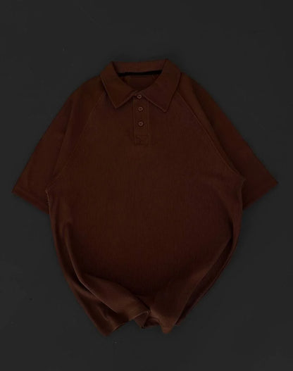 Yakalı Patlı Kısa Kol T-shirt - Antrasit